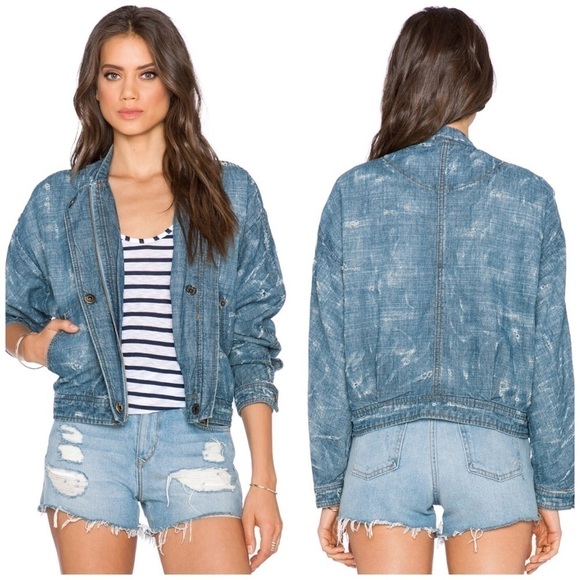 Free People Tattered Distress Tennis Jacket Indigo - Picture 8 of 8